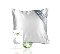 townssilk Both Side 100% 19mm Pure Mulberry Silk Pillowcase for Hair and Skin square 60x60cm size Pillow Case Cushion Cover with Hidden Zipper 600 Thread Count Silver