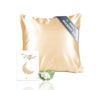 townssilk Both Side 100% 19mm Pure Mulberry Silk Pillowcase for Hair and Skin square 60x60cm size Pillow Case Cushion Cover with Hidden Zipper 600 Thread Count Gold