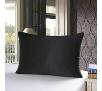 townssilk Both Side 100% 19mm Silk Pillowcase 40x60cm size Pillow Case Cover with Hidden Zipper Black