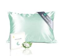 townssilk Both Side 100% 19mm Silk Pillowcase 50x70cm Pillow Case Cover with Hidden Zipper Lightgreen