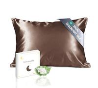 townssilk Both Side 100% 19mm Silk Pillowcase 50x90cm Pillow Case Cushion Cover with Hidden Zipper Brown
