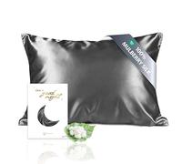 townssilk Both Side 100% 19mm Silk Pillowcase Queen Size Natural mulberry silk Pillow Case Cover with Hidden Zipper Darkgrey