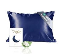 townssilk Both Side 100% 19mm Silk Pillowcase Queen Size Pillow Case Cover with Hidden Zipper Navyblue