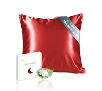 townssilk Cushion Cover, 100% Pure Dark Silk 19mm Double Sided for Healthy Skin Hidden Zipper 1 Piece 40 x 40 cm Red