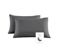 Townssilk Double-Sided 100% Pure Tencel Cushion Cover, High-End Cushion Cover, Suitable for Hair and Skin Health, 2-Piece, with Hidden Zip, 60 x 60 cm, Black Grey