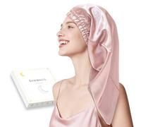 townssilk Silk Bonnet for Sleeping 100% 22 Momme Mulberry Silk for Women, Luxurious, Breathable, Fits Secure Overnight & Pressure Free, Ideal for Long & Curly Hair - DustyPink 80cm