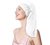 townssilk Silk Bonnet for Sleeping, 100% 22 Momme Mulberry Silk for Women, Luxurious, Breathable, Fits Secure Overnight & Pressure Free, Ideal for Long & Curly Hair - White 58 cm