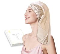 townssilk Silk Bonnet for Sleeping, 100% 22 Momme Mulberry Silk for Women, Luxurious, Breathable, Fits Secure Overnight & Pressure Free, Ideal for Long & Curly Hair - Taupe 58cm