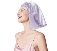 townssilk Silk Bonnet for Sleeping, 100% 22 Momme Mulberry Silk for Women, Luxurious, Breathable, Fits Secure Overnight & Pressure Free, Ideal for Short & Medium Length Hair - Lavender 32 cm