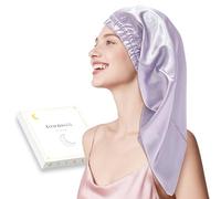townssilk Silk Bonnet for Sleeping, 100% 22 Momme Mulberry Silk for Women, Luxurious, Breathable, Fits Secure Overnight & Pressure Free, Ideal for Long & Curly Hair - Lavender 80 cm