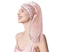 townssilk Silk Bonnet for Sleeping 100% 22 Momme Mulberry Silk for Women Luxurious Breathable Fits Secure Overnight & Pressure Free, Ideal for Long & Curly Hair - DustyPink 58cm