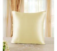 townssilk Silk Cushion Cover 40 x 40 cm - 100% Mulberry Silk, 19 mm, Silk on Both Sides, Oeko-Tex Certified, Grade 6A, with Zip, 1 Piece, Light Yellow