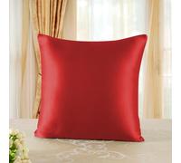 townssilk Silk Cushion Cover 40 x 40 cm - 100% Mulberry Silk, 19 mm, Silk on Both Sides, Oeko-Tex Certified, Grade 6A, with Zip, 1 Piece, Red