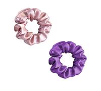 townssilk Silk Hair Loop, 100% Pure Mulberry Silk, 22 Momme, Hair-Friendly, Luxurious, Bouncy, Hair Bobbles, Pack of 2 Dustypink Purple