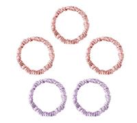 townssilk Silk Hair Loop, 100% Pure Mulberry Silk, 22 Momme, Hair-friendly, Luxurious, Bouncy, Hair Elastics, Pack of 5 Combinations