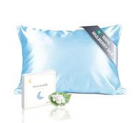 townssilk Silk Pillowcase 40 x 70 cm - 100% Mulberry Silk, 19 mm, Silk on Both Sides, Oeko-Tex Certified, Grade 6A, with Zip, 1 Piece, Ice Blue