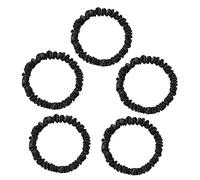 Townssilk Silk Skinnie Scrunchies 100% Pure 22 Momme Mulberry Silk Hair ties for Women Hair Friendly Luxurious Elastic Scrunchies Set(5 Scrunchies black)