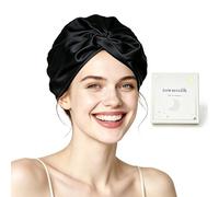 townssilk Sleep Cap Silk Women Night Hat, 16 Momme, 100% Mulberry Silk Shower Cap, Well Protects Hair, for Most Hair, Luxurious Gift, Double Layer, 1 Piece, Black