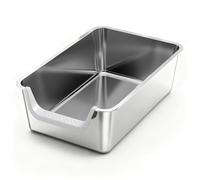 TownTime Stainless Steel Litter Box with High Sides,23.6" L X 15.7" W X 7.8" H,Extra Large Jumbo Cat Litter Box,XL Kitty Metal Liter Box for Indoor Big Cat,Non-sticky,Anti-Leakage(Entry on Short Side)