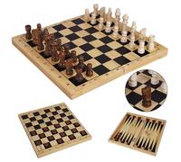 TOWO 3-in-1 Chess, Checkers & Backgammon Set - Folding Wooden Board Game, Portable Travel Set for Kids & Adults, Eco-Friendly Strategy Toy, Classic