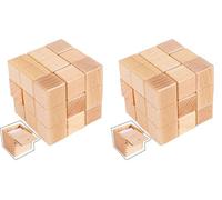 TOWO Large Wooden Soma Cube- Brain Teaser Puzzle IQ Logic Math Puzzle for Kids and Adults -Gifts for Men Who Have Everything- Stocking Fillers Stuffers (Pack of 2)