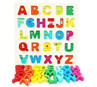 TOWO Wooden Alphabet Puzzle, Chunky Peg Board for Toddlers