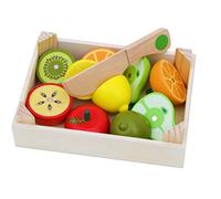 TOWO Wooden Food Cutting Game - Wooden Play Food Fruit Toys and Vegetables Cutting Toys for 3 Years Old