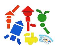 TOWO Wooden Magnetic Blocks Toy, Tangram Shape Pattern Puzzle for Kids | Large geometric wooden blocks for creative building and Montessori learning; stocking filler gift for kids age 3+.