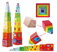 TOWO Wooden Stacking Boxes, Nesting Sorting Cups for Toddlers