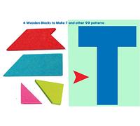 TOWO Wooden Tangram T Puzzle for Kids - Pattern Blocks Geometric Shapes Montessori Toys Learning Materials- Travel Games- Smart Brain Teaser IQ Logic Puzzle Stocking Fillers Stuffers Children Adults