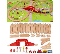 TOWO Wooden Train Set, Shinington Railway Track Town Map Toy