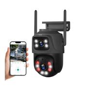 TOWODE 6MP Outdoor WiFi Surveillance Camera with Dual-Lens， H.265 PTZ IP Outdoor Camera, 2.4/5GHz 360° Pan-Tilt WiFi Camera, Two-Way Audio, Color Night Vision, IP66 Weatherproof, 24/7 Cloud Storage