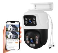 TOWODE 6MP PoE Security Camera with Dual-Lens, Surveillance IP Cam Outdoor Indoor for home, Person Detection, Work with PoE Security Camera System, Color night vision,Two Way Talk,Auto Tracking