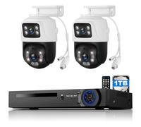 TOWODE 8MP 8CH Poe NVR Home Security Camera System, 2pcs Wired 6MP PoE IP Cameras Outdoor with Person Detection, 8CH Network Video Recorder with 1TB HDD for 24-7 Recording,Mobile APP & PC Remote
