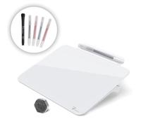TOWON A5 Small Glass Dry Erase Board, Desk White Board with Standing, Mini Whiteboard Easel Pad Set, Stenography Artifact for Office, Home and School Supplies, 21 x 15 cm, White