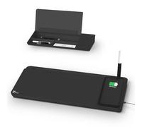TOWON Desktop Glass Whiteboard with Wireless Charger Station, White Board Organizer for Desk Charger, Desk Whiteboard with Storage and Device Charging, Deskboard Buddy with Charger, Black, 34 x 17 CM