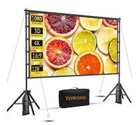TOWOND 120 Inch Projector Screen with Stand, Foldable Portable 16:9 HD Outdoor Projector Screen for Home Cinema and Garden, Front and Rear Projection, Washable Wrinkle-Free Polyester with Carry Bag