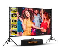 TOWOND 200 inch Outdoor Projector Screen, Portable Projector Screen and Stand, 16:9 4K HD Rear Front Movie Screen with Carry Bag for Backyard Cinema