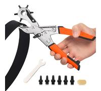 TOWOT Belt Hole Puncher Kit with 6 Spare Punch Heads, Leather Hole Punch for Belt,Heavy Duty Multi Hole Punch for Watch Bands, Shoes, Fabric, DIY & Craft Projects