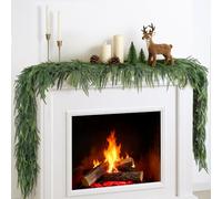 Towponics 12FT(2 * 6FT) Christmas Garlands for Decorating, Real Touch Norfolk Pine Garland, Artificial Greenery Garlands for Mantle, Stairs, Fireplace, Indoor Outdoor Christmas Decorations