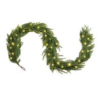 TOWPONICS 6FT Pre-lit Christmas Garland, Real Touch Lighted Norfolk Pine Garlands Battery Operated for Christmas Decorations with 35 LED RGB/WW String Lights, 8 Lighting Modes & Timer, 1 Pack