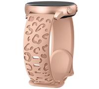 Towsnails Leopard Engraved Strap Compatible with Samsung Galaxy Watch 7/FE/6/5/4 40mm 44mm/Watch 5 Pro 45mm/Galaxy Watch 4 Classic 42mm 46mm for Men and Women, Soft Silicone Sport Straps - Milk Tea