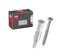TOX TRIKA 10/61 + S All-Purpose Dowel and Screw for Almost All Building Materials, Easy Installation, Rotation-proof and Dowel Cap Protects the Surface, Pack of 8, 01119183, Red
