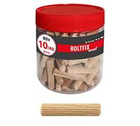 TOX Wooden Dowel Boltfix Wood 10x40 mm, Corrugated Dowel Made of Solid Beech, 80 pcs, 015200181