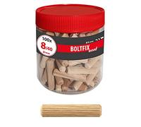 TOX Wooden Dowel Boltfix Wood 8x40 mm, Corrugated Dowel Made of Solid Beech, 100 pcs, 015200141