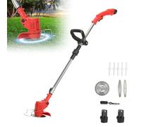 toxaaiwr 450W Strimmer Cordless Grass Trimmer,3 in 1 Cordless Strimmer,2x2000mAH Battery Strimmer,Electric Strimmer with Wheels,Grass Trimmer/Grass Cutter for Yard, Garden, Sidewalk Edges Red
