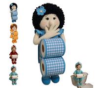 toxaaiwr Hand-Woven Doll Paper Roll, Funny Crochet Dolls Wall Mount Toilet Tissue Roll Holder, Cute Crochet Dolls Tissue Rolls Paper Stand, Decorative Dispenser for Bathroom Decor Gift C