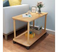 toxaaiwr Wooden Tea Table Small Coffee Tables,Small Side Table, Narrow End Table, Sofa Table, Slim Nightstand with Wheels, Mobile,2-Tier Open Shelf, Suitable for Bedroom, Sofa, Living Room Wooden Co