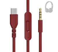 Toxaoii USB C to 3.5mm Audio Cable Compatible with Beats Solo 4 3 2, Studio 2 3 Pro, Detox Wireless Mixr Executive Pill Headphones - Aux Cord with Inline Mic Control for iPhone 17/16/15/iPad (Red)
