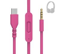 Toxaoii USB C to 3.5mm Audio Cable Compatible with Beats Solo 4 3 2, Studio 2 3 Pro, Detox Wireless Mixr Executive Pill Headphones - Aux Cord with Inline Mic Control for iPhone 17/16/15/iPad (Pink)
